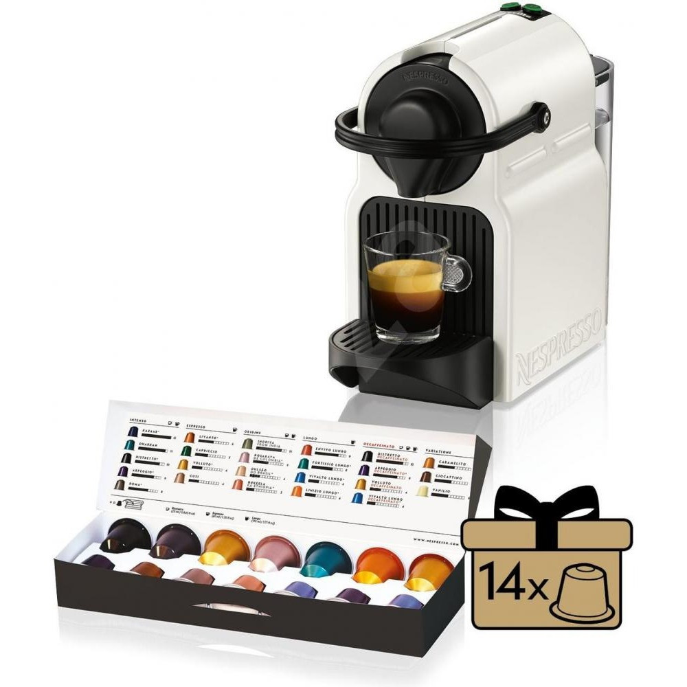 Еспресо-машина, капсульна кавоварка Krups Nespresso Inissia XN1001 White + 14 капсул у подарунок