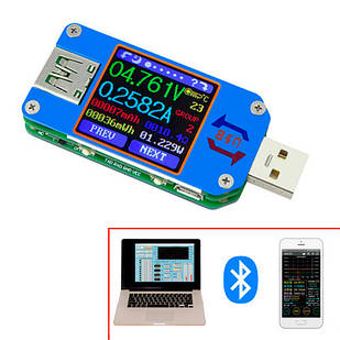 USB тестер струму, напруги, ємності Bluetooth Android RD UM25C