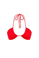 Червоний роздільний купальник бікіні шторки на зав'язках, купальник бандо зі складкою, фото 5