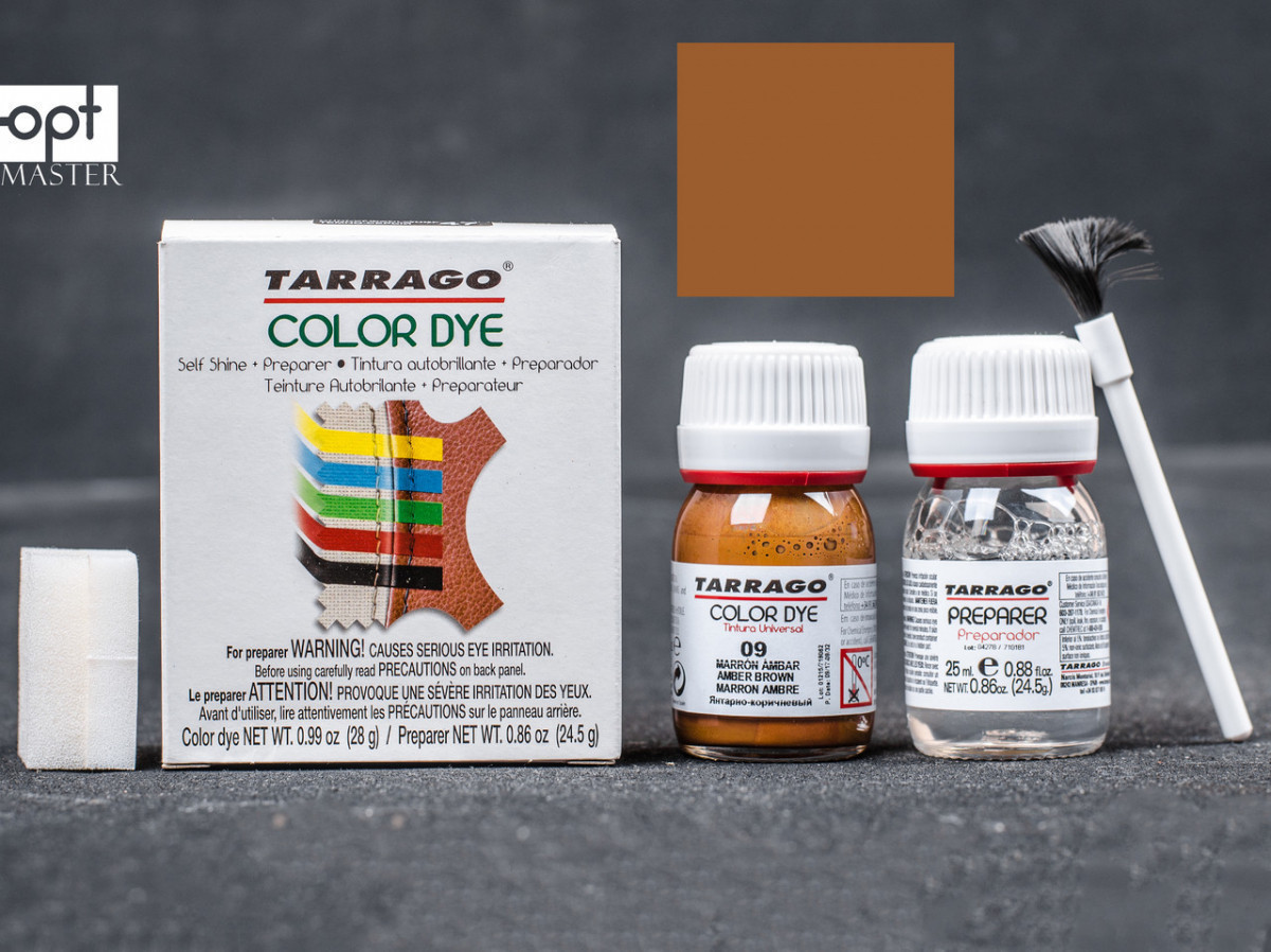 Фарба для шкіри кол.янтарно-коричневий + очищувач Tarrago Color Dye, 2*25 мл,TDC05(09)