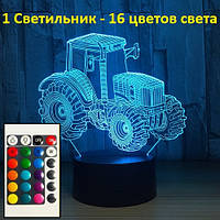 3D Светильник "Трактор", подарок детям, подарок ребенку, детский подарок