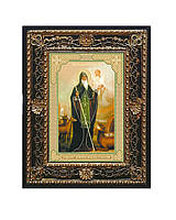 Давид Гареджийский (исцеление женских болезней) именная икона в ажурной рамке на подставке