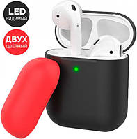 Двухцветный Силиконовый чехол AhaStyle для Apple AirPods Black red