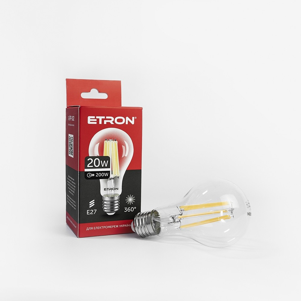 Лампа "Etron Filament Power" прозоре скло LED 1-EFP-102  A65 20Вт 4200K Е27(10)