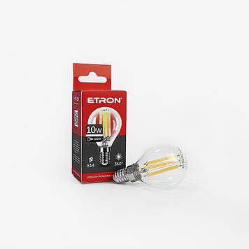 Лампа "Etron Filament Power" прозоре скло LED 1-EFP-158  G45 10Вт 4200K Е14(10)