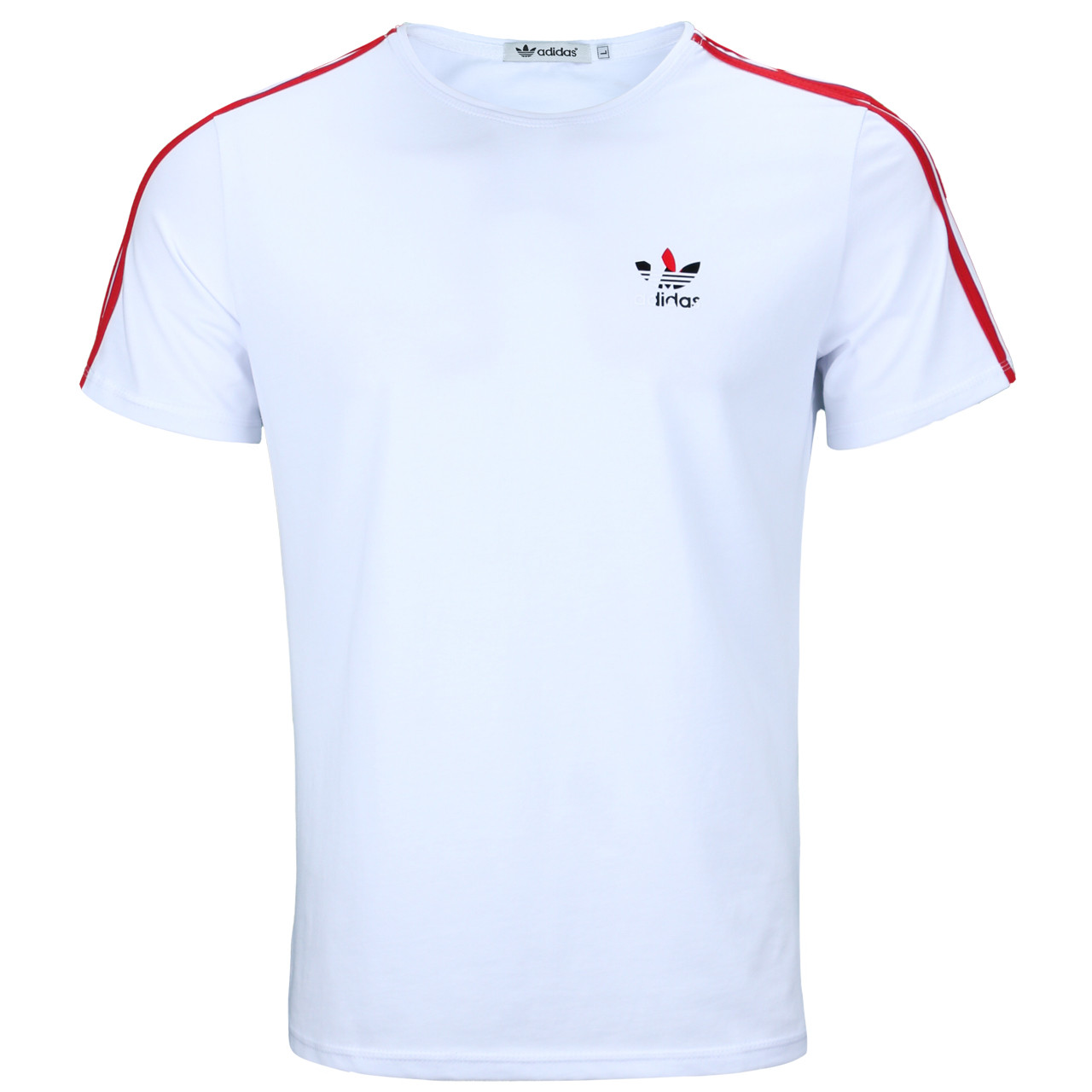 Футболка спортивна біла ADIDAS з червоними лампасами Ф-10 WHT L(Р) 21-901-020 S, фото 1
