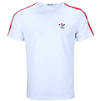 Футболка спортивна біла ADIDAS з червоними лампасами Ф-10 WHT L(Р) 21-901-020