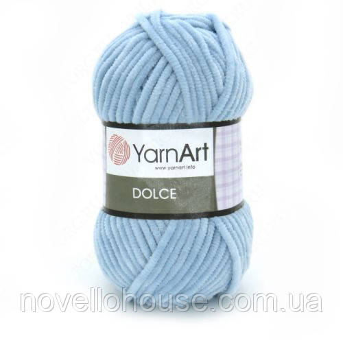 Yarnart DOLCE (Дольче) № 749 блакитний (Пряжа плюшева, нитки велюр для в'язання)