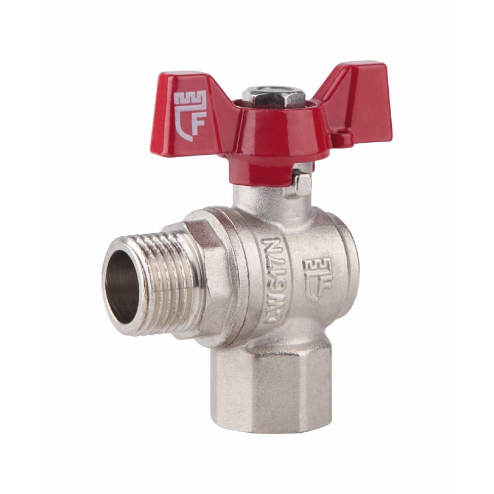 Кран кульовий різьбовий SD Forte 1/2" ВН для води кутовий (метелик)
