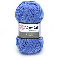Yarnart DOLCE (Дольче) № 777 темно-блакитний (Пряжа плюшева, нитки велюр для в'язання)
