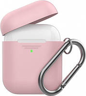 Силіконовий чохол AhaStyle дуо з карабіном для Apple AirPods Pink