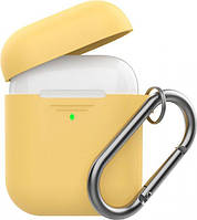 Силіконовий чохол AhaStyle дуо з карабіном для Apple AirPods Yellow