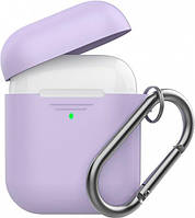 Силіконовий чохол AhaStyle дуо з карабіном для Apple AirPods Lavender