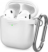 Классический Силиконовый чехол AhaStyle с карабином для Apple AirPods White