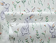 Сатин (бавовняна тканина) зайці, гілочки, квіточки, фото 4