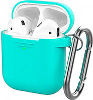 Классический Силиконовый чехол AhaStyle с карабином для Apple AirPods Mint green