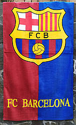 Рушник чоловічий банний махровий 70х140 "ФК Барселона" пляжний синій / червоний бавовна 100%