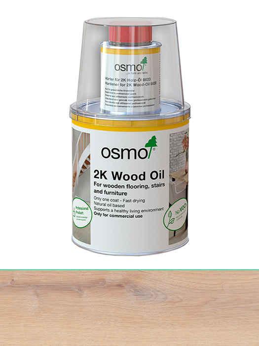 Двокомпонентна олива без розчинника для дерев'яної підлоги Osmo 2K Holz-Ol 0,375 L Білий прозорий 6111 радіус