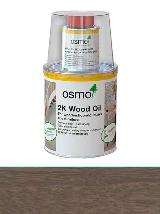 Двокомпонентна олива без розчинника для дерев'яної підлоги Osmo 2K Holz-Ol 0,375 L Графіт прозорий 6114OR