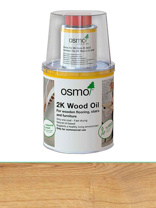 Двокомпонентна олива без розчинника для дерев'яної підлоги Osmo 2K Holz-Ol 1 L Натуральний матовий 6119$