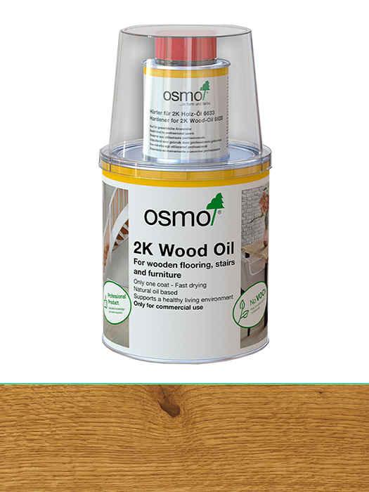 Двокомпонентна олива без розчинника для дерев'яної підлоги Osmo 2K Holz-Ol 0,375 L Гавана прозорий 6141818181