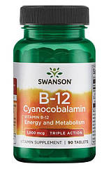 Swanson Vitamin B12 Cyanocobalamin 1,000 mcg, Вітамін Б12, Ціанокобаламін (90 таб.)