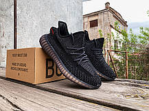 Чоловічі літні кросівки Adidas Yeezy Boost 350 Black чорні, фото 6