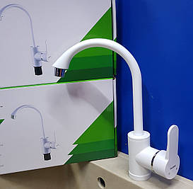 Змішувач для кухні PLAMIX Leon-011 white (білий) із кріпленням на гайці