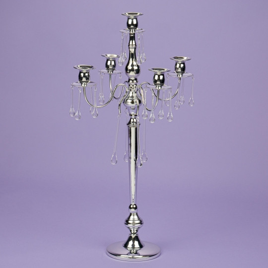 Підсвічник 66 см. на 5 свічок з кристалами, хром (2011-015)