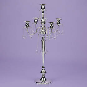 Підсвічник 66 см. на 5 свічках з кристалами, хром (2 шт). (2011-015)