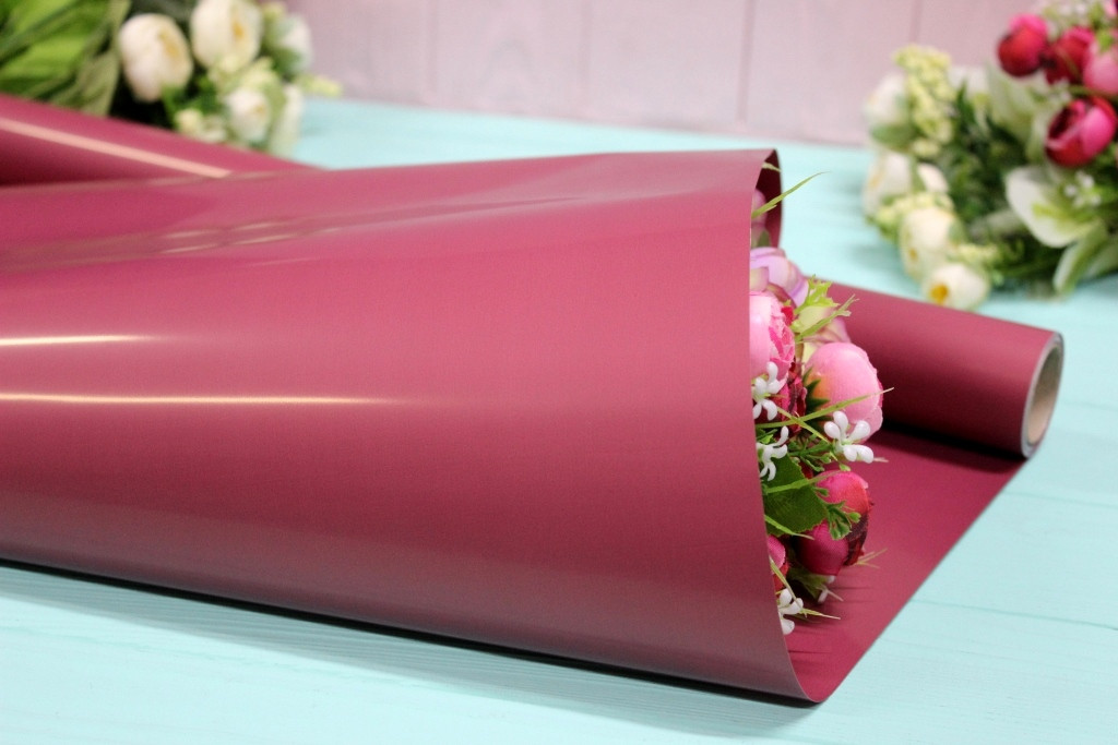 Калька/плівка пакувальна матова для квітів 50 см*10 м бордова