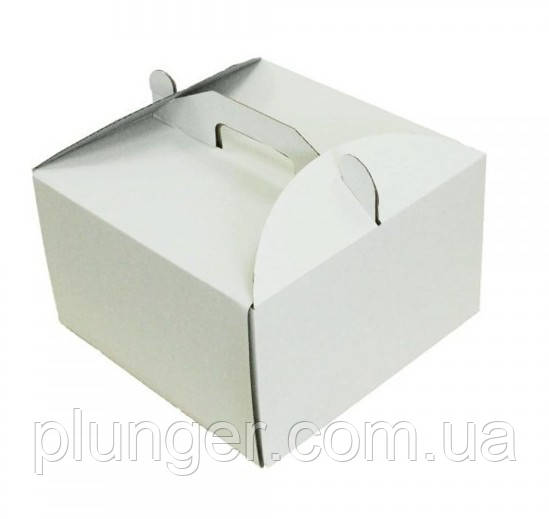 Коробка картонна для торта біла, 25 см х 25 см х 15 см, мікрогофрокартон (25Т)