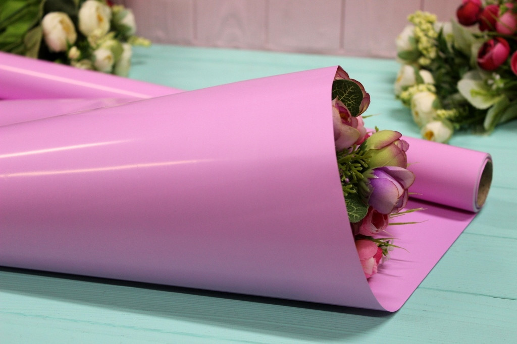 Калька/плівка пакувальна матова для квітів 50 см*10 м Ніжно-рожева