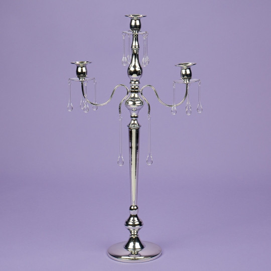 Підсвічник 66 см. на 3 свічки з кристалами, хром (2 шт). (2011-014)