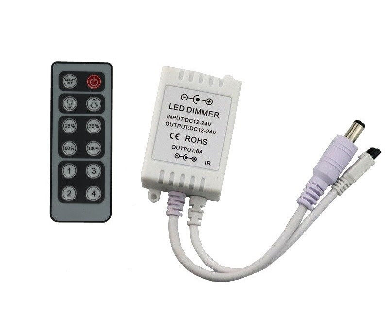 LED диммер IR 12-24V 6A 72w (6А 72вт) 12 кнопок, 1 канал для світлодіодної стрічки