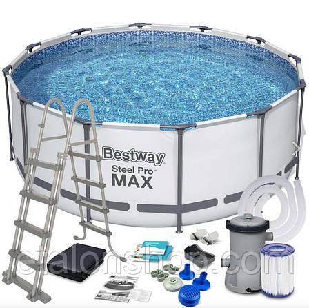 Каркасний басейн "Steel Pro Max" Bestway 5612Z (488х122 см) сходи, тент, насос і фільтр, фото 1