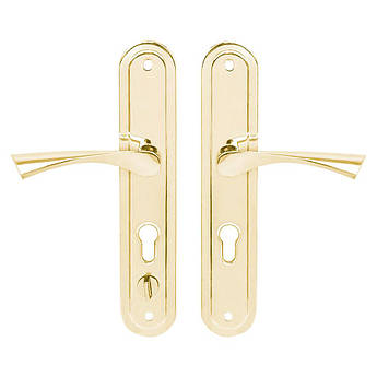 Дверна ручка на планці Bruno BR-80 PZ 80мм + WC права Латунь полірована