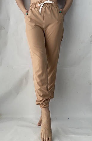 Батальні жіночі літні штани, софт No103 см.бежевий, фото 2