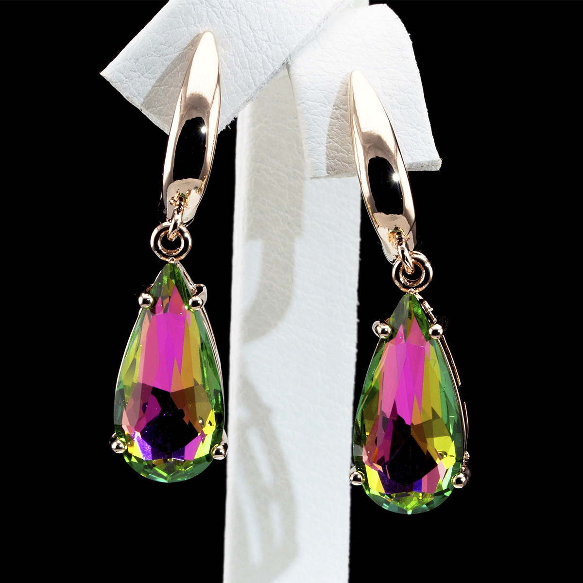 Сережки SONATA з медичного золота, різнокольорові кристали Swarovski, позолота PO , 25375 (1)