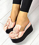 Сабо Star Банти! Босоніжки жіночі шльопанці з червоної замші на платформі, фото 8