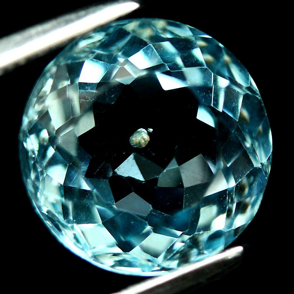 3.65 карат Природний блакитний блакитний топаз Бразилії 9 мм. з увімкненням