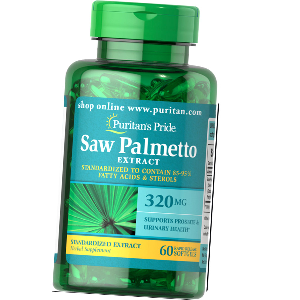 Екстракт плодів пальми Puritan's Pride Saw Palmetto Екстракт 320 mg 60 капсул