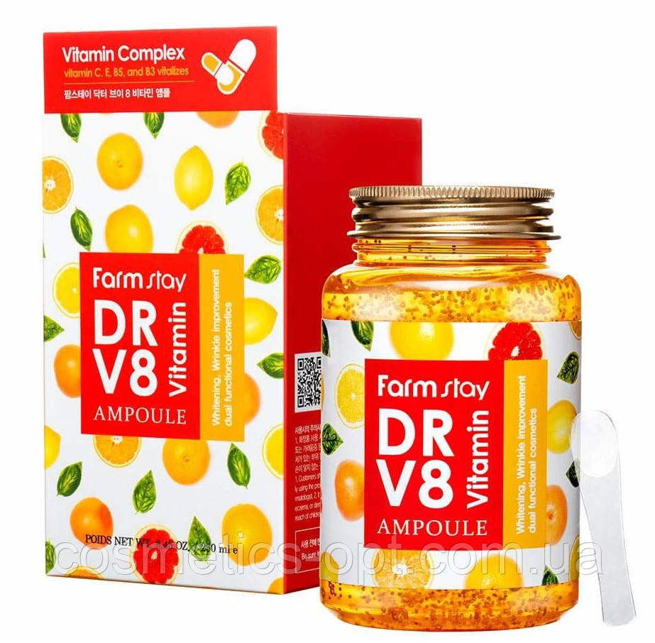 Ампульна сироватка з вітамінним комплексом FarmStay Dr-V8 Vitamin Ampoule, 250 ml