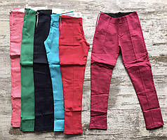 Штани підліткові стейчеві однотонні для дівчинки 8-12 років, бордового кольору