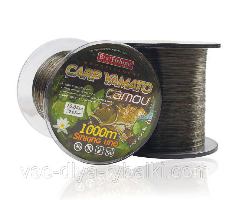 Волосінь коропова Bratfishing Carp Yamato camou 0,33 mm 1000m