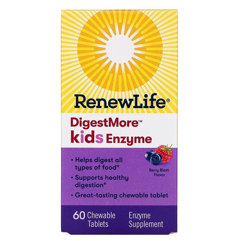 Renew Life, Ферменти для дітей DigestMore, з ягідним смаком, 60 жувальних таблеток, фото 1