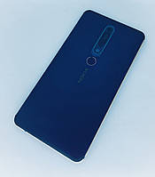 Задняя крышка для Nokia 6.1 Dual Sim TA-1043/TA-1050, синяя, с шлейфом сканера отпечатка пальца