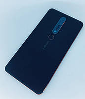 Задняя крышка для Nokia 6.1 Dual Sim TA-1043/TA-1050, черная, с шлейфом сканера отпечатка пальца