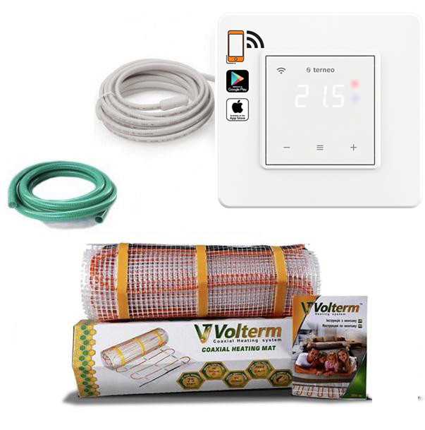 Мат для теплої підлоги (комплект) під плитку Volterm Classic Mat 115 Вт (0,8м2) і регулятор Terneo sx Wi-Fi