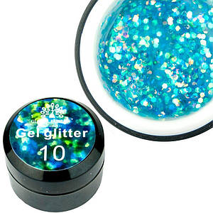 Glitter Gel Global Fashion №10, 5 г лазурный
